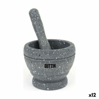 Mortar Quttin Black Plastic 11 x 9 cm (12 Units)