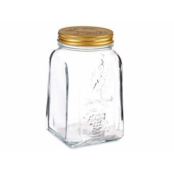 Jar Transparent Metal Glass (9,8 x 17 x 9,8 cm) (1000 ml)