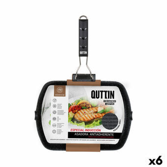 Grill pan with stripes Quttin 32 x 23 x 3,8 cm (6 Units)