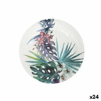 Plate set Algon Disposable Cardboard Tropical 10 Pieces 20 cm (24 Units)