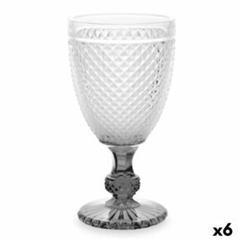 Wineglass Diamond Transparent Anthracite Glass 256 ml (6 Units)