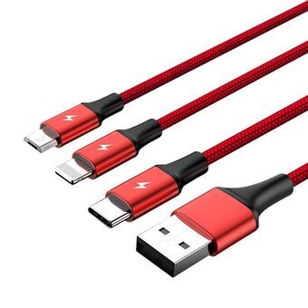 USB Cable to Micro USB, USB-C and Lightning Unitek C4049RD Red 1,2 m