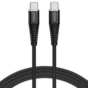 Cable USB C Savio CL-160 Black 2 m