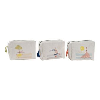 Toilet Bag DKD Home Decor White Polyester Mediterranean Canvas (3 pcs) (20 x 8 x 14 cm)