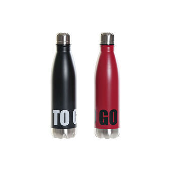 Stainless Steel Flask DKD Home Decor To Go Red Silver Black (500 ml) (2 Units)