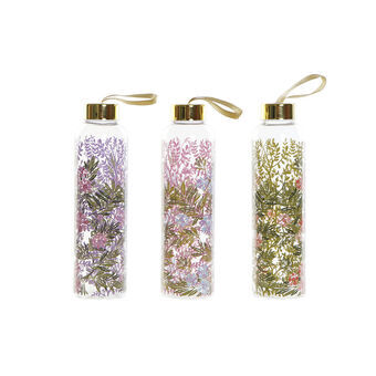 Water bottle DKD Home Decor Blue Green Pink Stainless steel Borosilicate Glass Flowers (550 ml) (3 pcs)