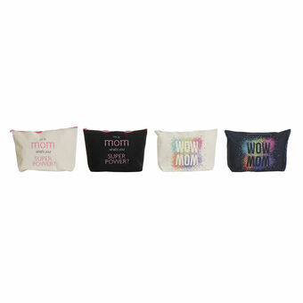 Toilet Bag DKD Home Decor Canvas Black Polyester White Multicolour Modern (33 x 8 x 21 cm) (4 pcs)