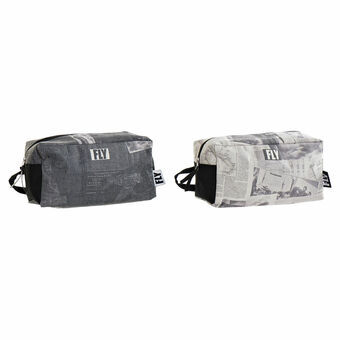 Toilet Bag DKD Home Decor Canvas Black White Vintage (2 pcs) (25 x 11 x 13 cm)