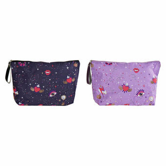 Toilet Bag DKD Home Decor Pink Lilac Polyester Polyurethane Multicolour Nylon Modern (33 x 8 x 21 cm) (2 pcs)