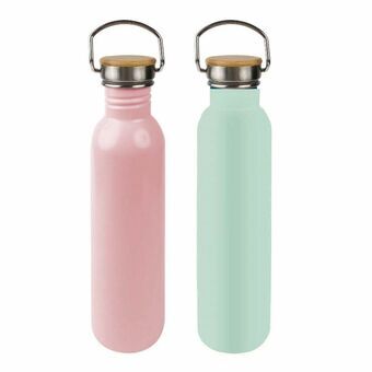 Stainless Steel Flask DKD Home Decor Pink Sky blue (7 cm) (25 cm) (800 ml)