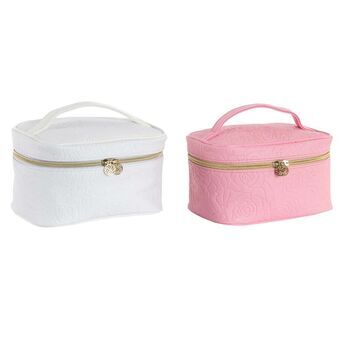 Toilet Bag DKD Home Decor White Pink Polyurethane (2 pcs) (20 x 12 x 12 cm)