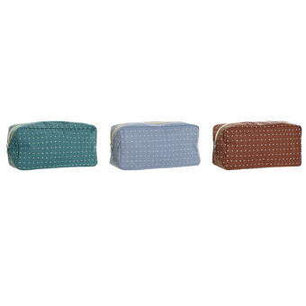 Toilet Bag DKD Home Decor Blue Brown Turquoise Polyester Cotton (3 pcs) (30 x 10 x 15 cm)