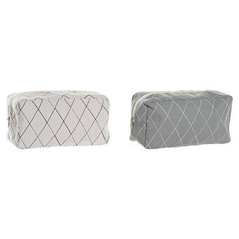 Toilet Bag DKD Home Decor Grey White (2 Units) (30 x 10 x 15 cm)