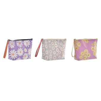 Toilet Bag DKD Home Decor Orange Light grey Flowers Light mauve (20 x 6 x 13 cm) (3 Units)