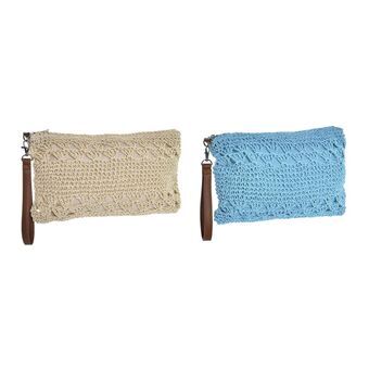 Toilet Bag DKD Home Decor Cotton PU Beige Blue (32 x 5 x 20 cm) (2 Units)