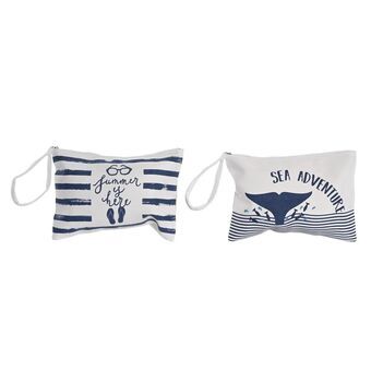 Toilet Bag DKD Home Decor White Navy Blue Mediterranean (26 x 1 x 18 cm) (2 Units)