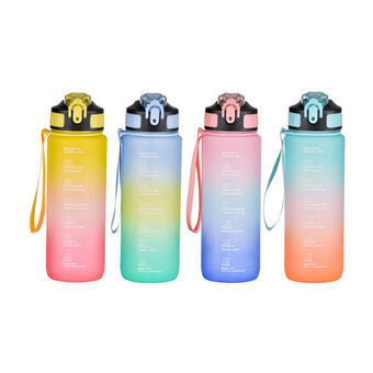 Bottle with Lid and Straw Bewinner Multicolour 600 ml