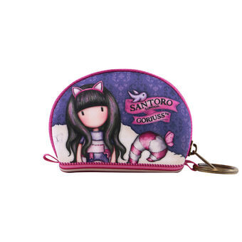 Purse Gorjuss Cheshire cat Purple (9 x 6.7 x 2.7 cm)