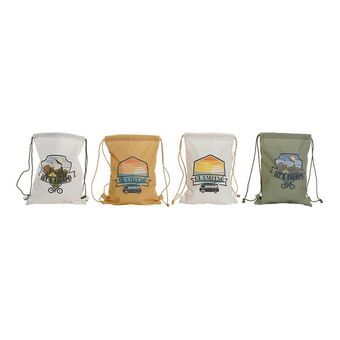 Rucksack DKD Home Decor Glamping White Green Cotton Ocre (4 pcs)