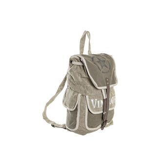 Casual Backpack DKD Home Decor Star Vintage Grey Cotton Leather (30 x 17 x 44 cm)