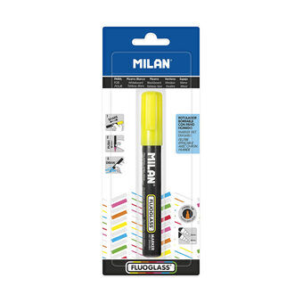 Marker pen/felt-tip pen Milan Fluoglass Erasable ink Yellow PVC