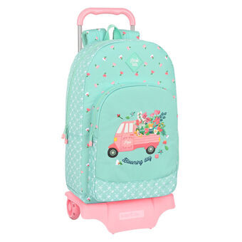 School Rucksack with Wheels Glow Lab Pepa Green (30 x 46 x 14 cm)