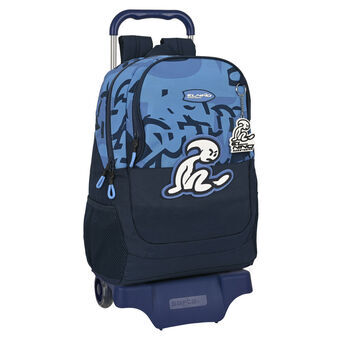 School Rucksack with Wheels Safta Blue 32 x 44 x 16 cm