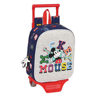 School Rucksack with Wheels Mickey Mouse Clubhouse Only one Navy Blue 22 x 27 x 10 cm