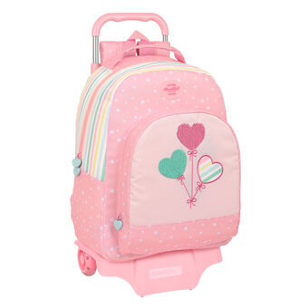 School Rucksack with Wheels BlackFit8 Globitos Pink 32 x 42 x 15 cm