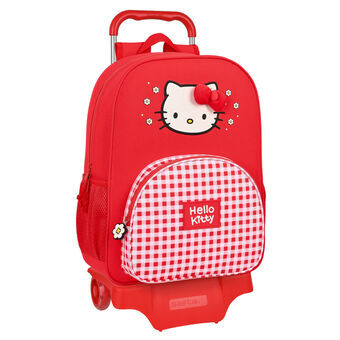 School Rucksack with Wheels Hello Kitty Spring Red 33 x 42 x 14 cm