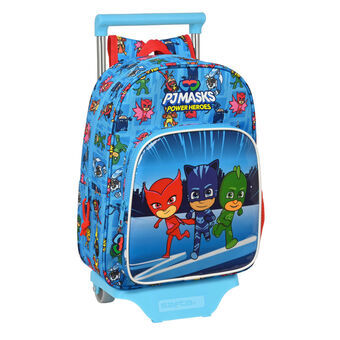 School Rucksack with Wheels PJ Masks Blue 26 x 34 x 11 cm