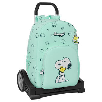 School Rucksack with Wheels Snoopy Groovy Green 30 x 46 x 14 cm