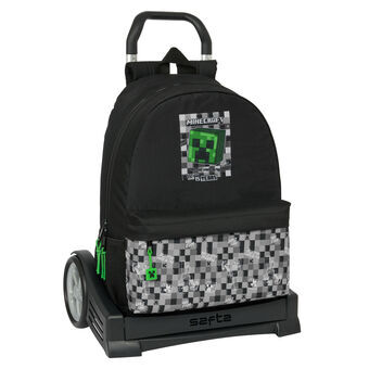 School Rucksack with Wheels Minecraft Black Green Grey 30 x 46 x 14 cm