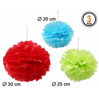 Pompoms Ø 20 cm Ø 30 cm 3 Units Multicolour