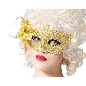 Feather Eye Mask Golden 20 x 10 cm