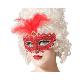 Feather Eye Mask 17 x 17 cm Red