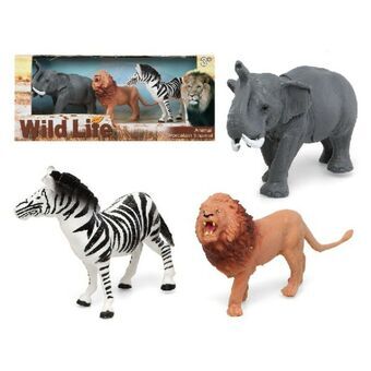 Set of Wild Animals Zebra Elephant Lion 28 x 12 cm (3 Units) (3 pcs)