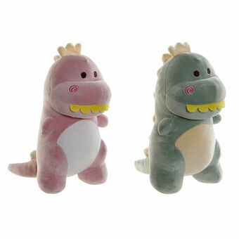 Fluffy toy DKD Home Decor Pink Polyester Green Dinosaur (30 x 20 x 30 cm) (2 pcs)