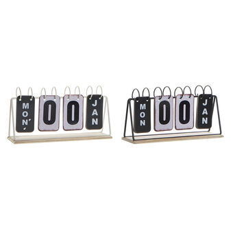 Desktop Calendar DKD Home Decor Black White Iron MDF Wood (28 x 9 x 14.5 cm) (2 pcs)