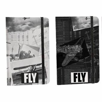 Notebook DKD Home Decor Black White (14.5 x 2 x 10.5 cm) (2 pcs)