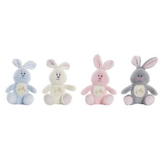 Fluffy toy DKD Home Decor Grey Blue Pink Polyester Rabbit White Children\'s (4 Units)