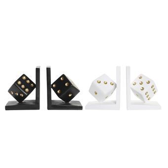 Bookend DKD Home Decor Black White Resin Dice (12 x 10 x 15 cm) (2 units)