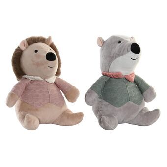 Fluffy toy DKD Home Decor Grey Brown Mint Light Pink (21 x 18 x 25 cm) (2 Units)