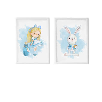 Set of 2 pictures Crochetts Alice Multicolour MDF Wood 33 x 43 x 2 cm Rabbit (2 Pieces)