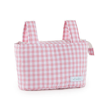 Organizer bag for baby stroller Mi bollito Pink Gingham 15 x 18 x 45 cm