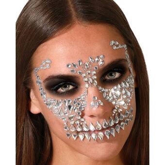 Body and Face Stickers Skull Silver