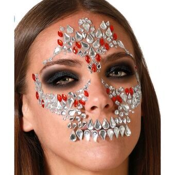 Body and Face Stickers Skull Silver