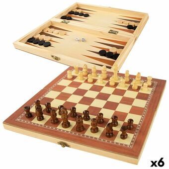 Chess and Checkers Board Colorbaby Backgammon Wood (6 Units)