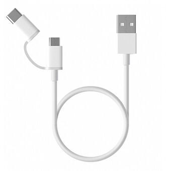 USB Cable to micro USB Xiaomi Mi 2-in-1 USB Cable Micro USB to Type C 30cm White 30 cm