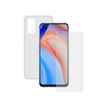 Tempered Glass Mobile Screen Protector + Mobile Case Oppo Reno 4 Contact Transparent